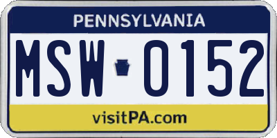 PA license plate MSW0152