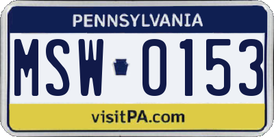 PA license plate MSW0153