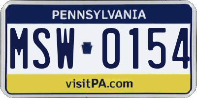 PA license plate MSW0154