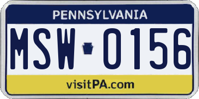 PA license plate MSW0156