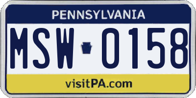 PA license plate MSW0158