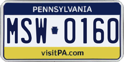 PA license plate MSW0160