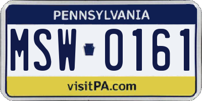 PA license plate MSW0161