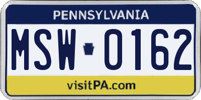 PA license plate MSW0162