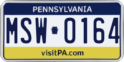 PA license plate MSW0164