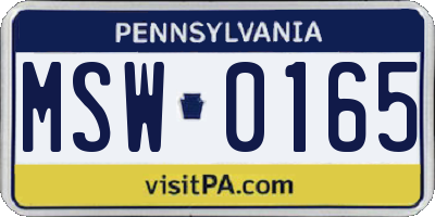 PA license plate MSW0165