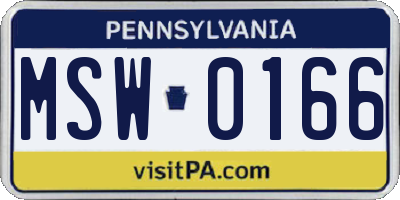 PA license plate MSW0166