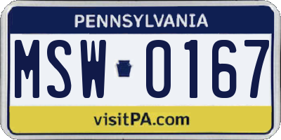 PA license plate MSW0167