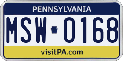 PA license plate MSW0168