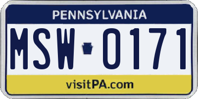 PA license plate MSW0171