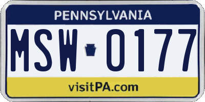 PA license plate MSW0177