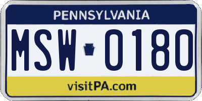 PA license plate MSW0180