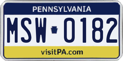 PA license plate MSW0182