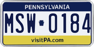 PA license plate MSW0184