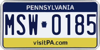 PA license plate MSW0185