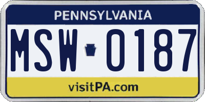 PA license plate MSW0187