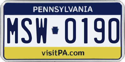 PA license plate MSW0190