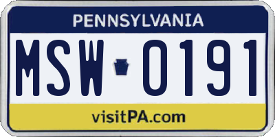 PA license plate MSW0191