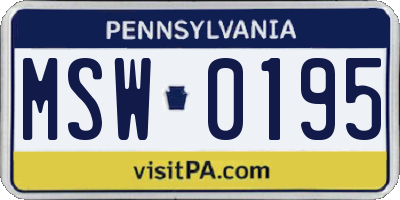 PA license plate MSW0195