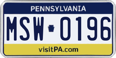 PA license plate MSW0196