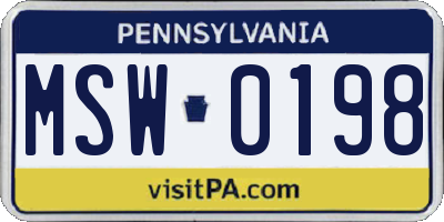 PA license plate MSW0198