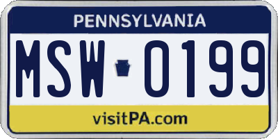 PA license plate MSW0199