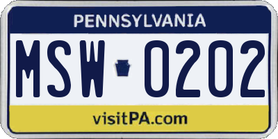 PA license plate MSW0202