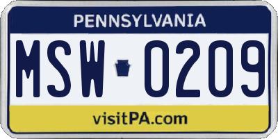 PA license plate MSW0209