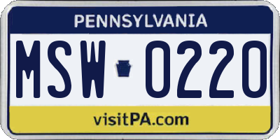 PA license plate MSW0220