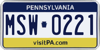 PA license plate MSW0221