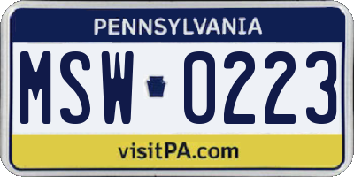PA license plate MSW0223