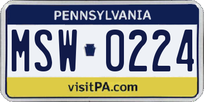 PA license plate MSW0224