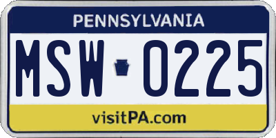 PA license plate MSW0225