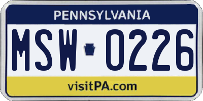 PA license plate MSW0226