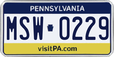 PA license plate MSW0229