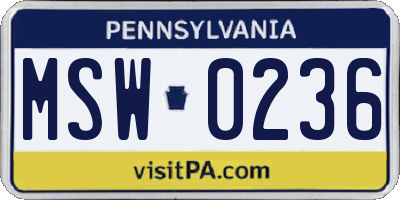 PA license plate MSW0236