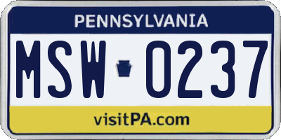 PA license plate MSW0237