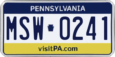 PA license plate MSW0241