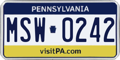 PA license plate MSW0242