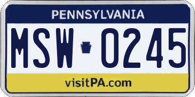 PA license plate MSW0245