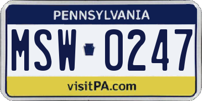 PA license plate MSW0247