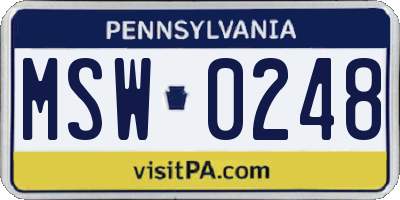 PA license plate MSW0248