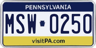 PA license plate MSW0250