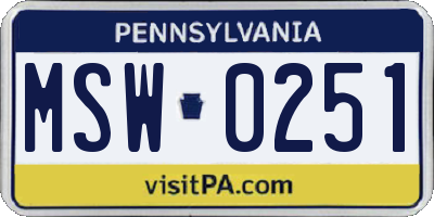 PA license plate MSW0251