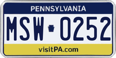 PA license plate MSW0252