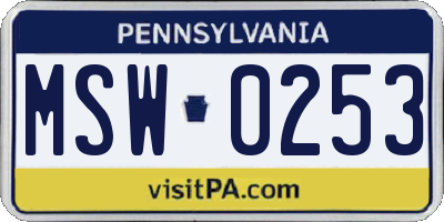 PA license plate MSW0253