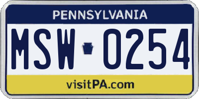 PA license plate MSW0254
