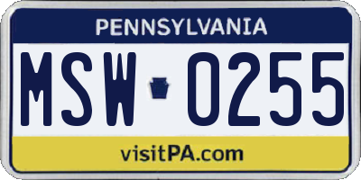 PA license plate MSW0255