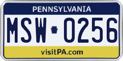 PA license plate MSW0256