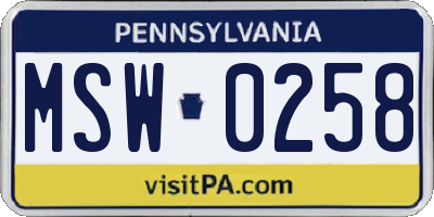 PA license plate MSW0258